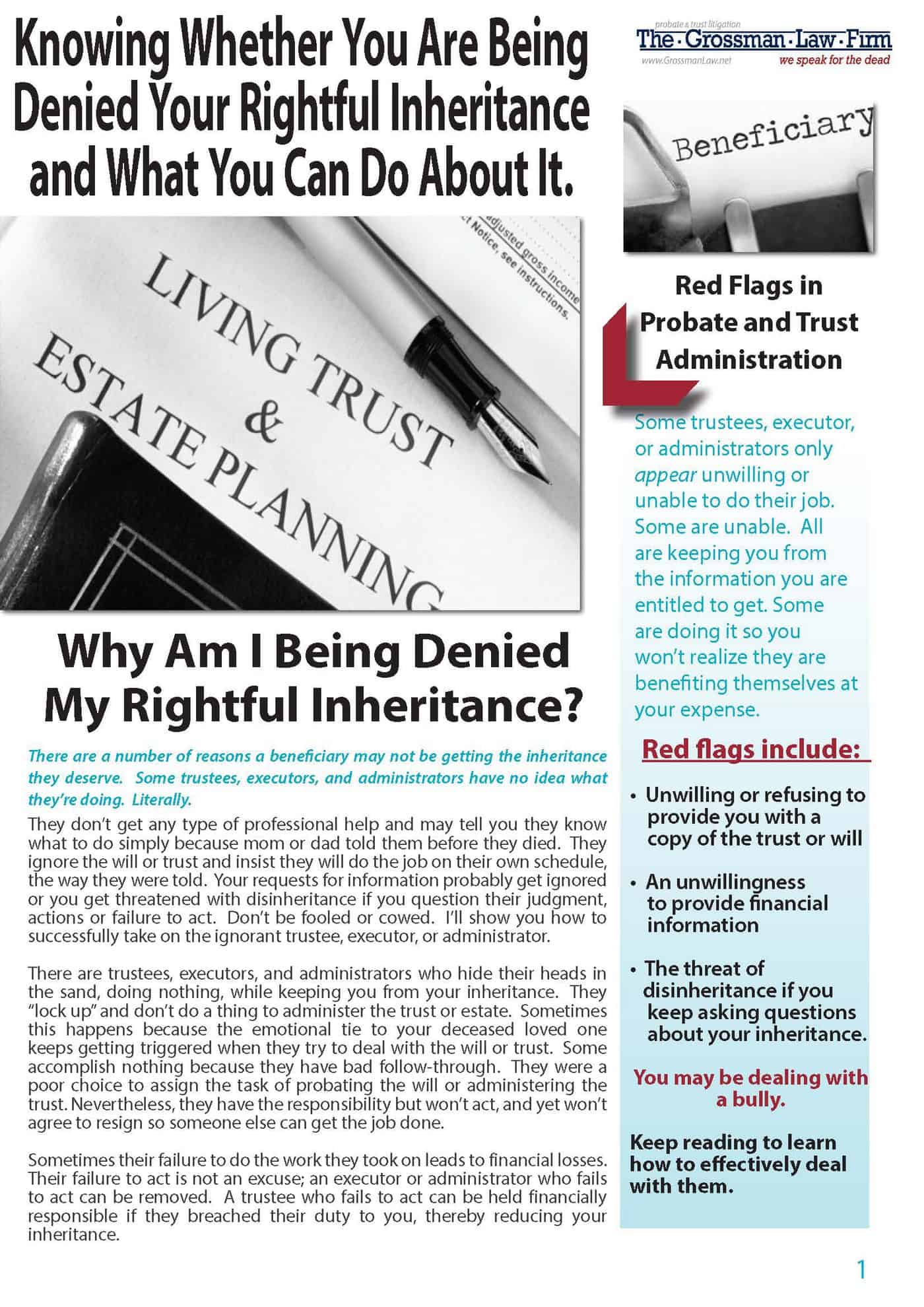 Why Am I Being Denied My Rightful Inheritance? - The Grossman Law Firm APC